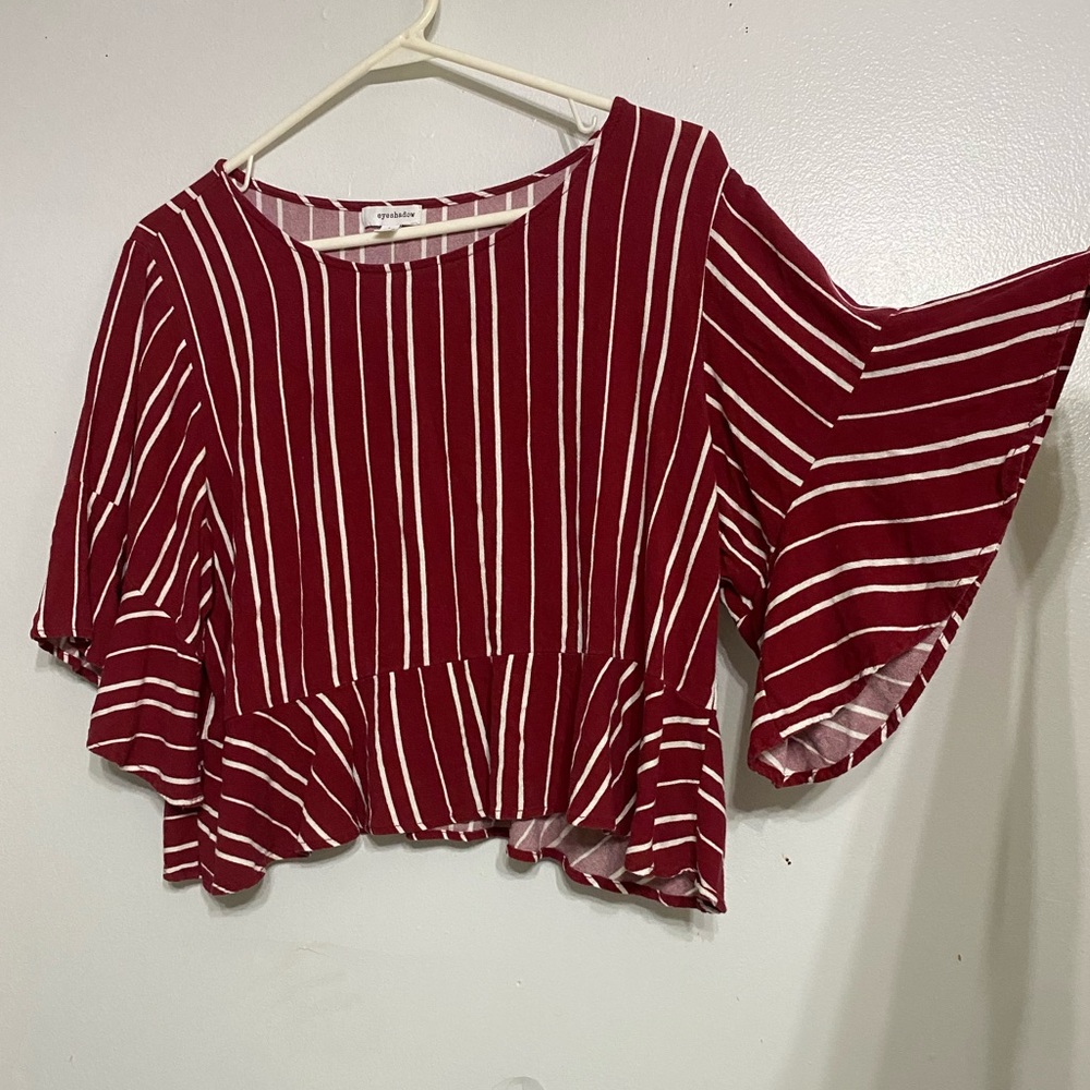 Red and white striped blouse